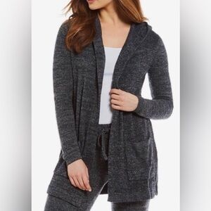 Barefoot Dreams Cozy Chic Lite Long Cardigan, Charcoal/Brown Marl, S